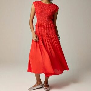 J. Crew Vibrant Silk Red Synched Dress